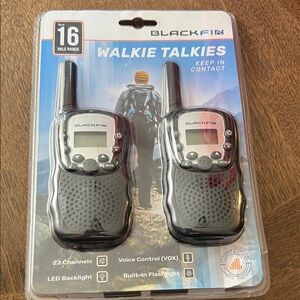 Black Blackfin Walkie Talkies – Pair of Black Two-Way Radios
